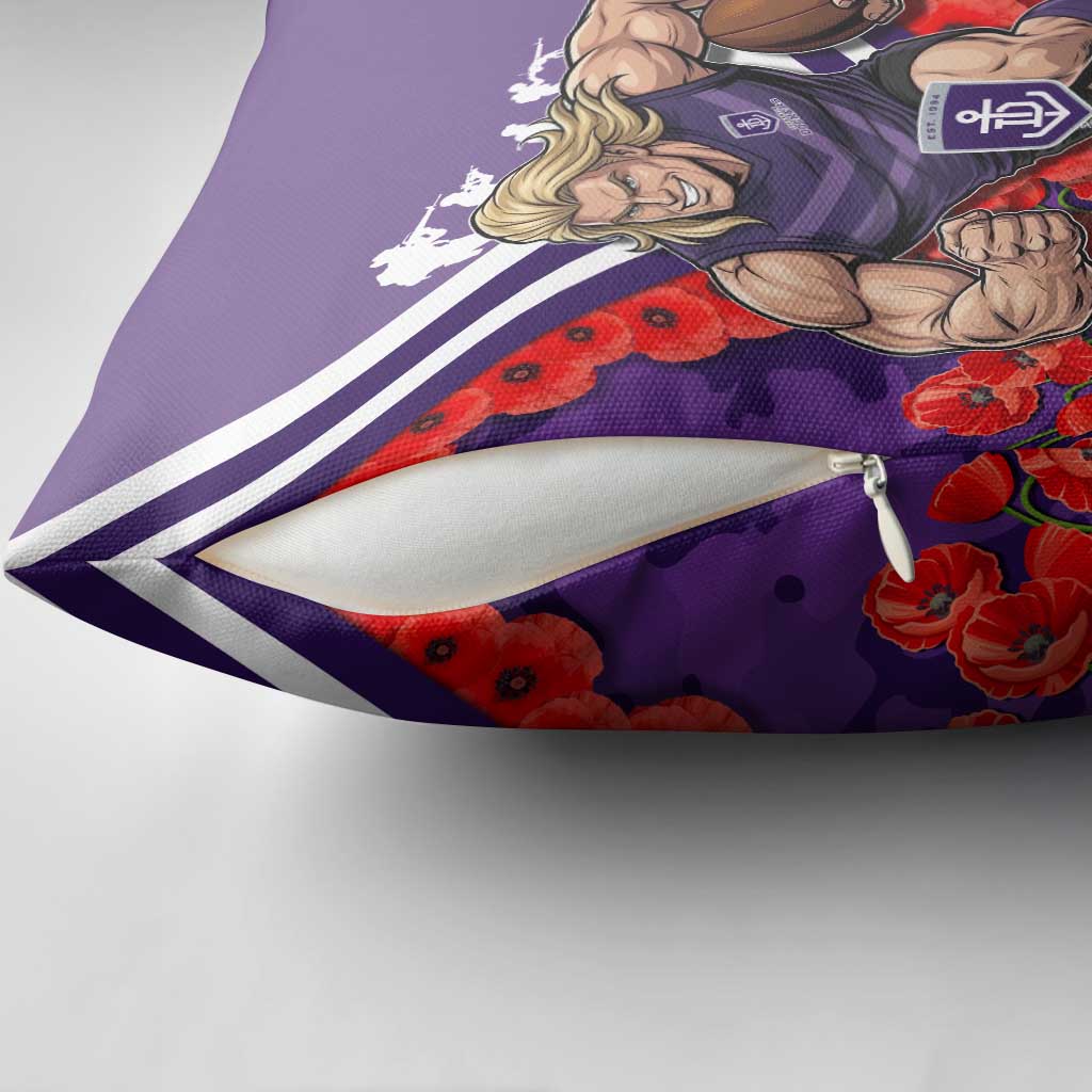 Personalised Fremantle Dockers ANZAC Pillow Cover Military Remembrance Australian Football Mascot Camouflage