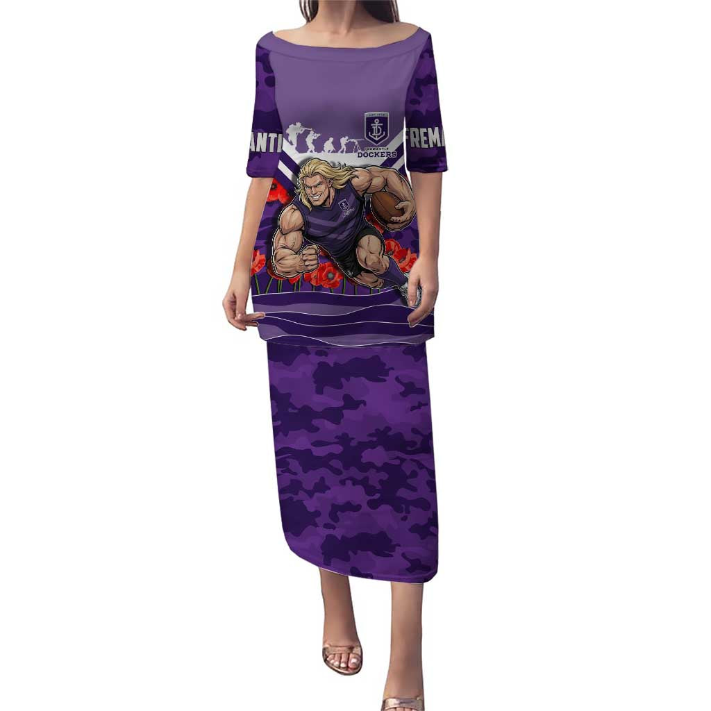 Personalised Fremantle Dockers ANZAC Puletasi Military Remembrance Australian Football Mascot Camouflage