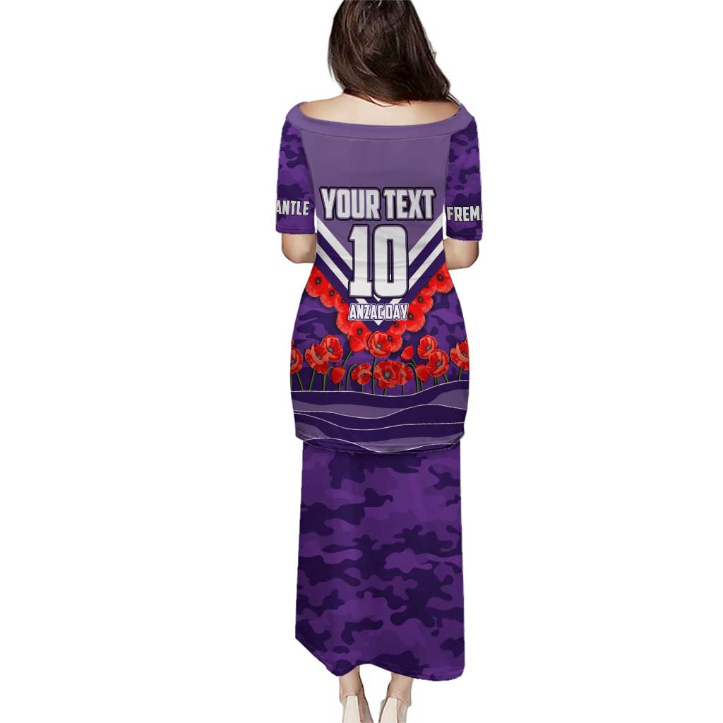 Personalised Fremantle Dockers ANZAC Puletasi Military Remembrance Australian Football Mascot Camouflage