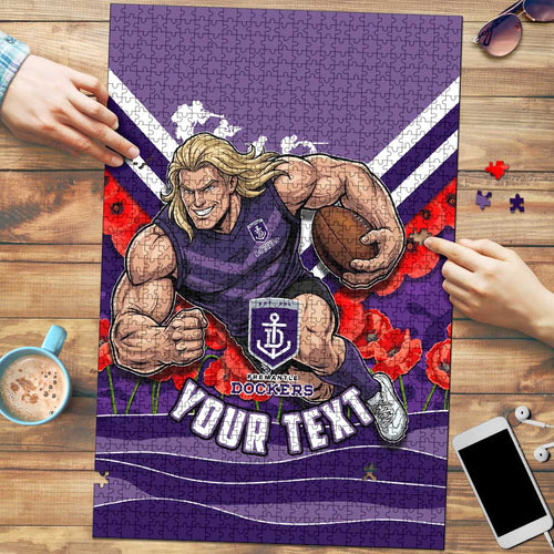 Personalised Fremantle Dockers ANZAC Puzzle Military Remembrance Australian Football Mascot Camouflage