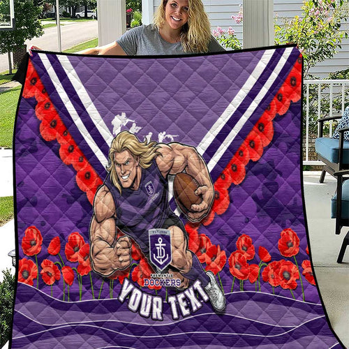 Personalised Fremantle Dockers ANZAC Quilt Military Remembrance Australian Football Mascot Camouflage
