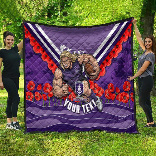 Personalised Fremantle Dockers ANZAC Quilt Military Remembrance Australian Football Mascot Camouflage
