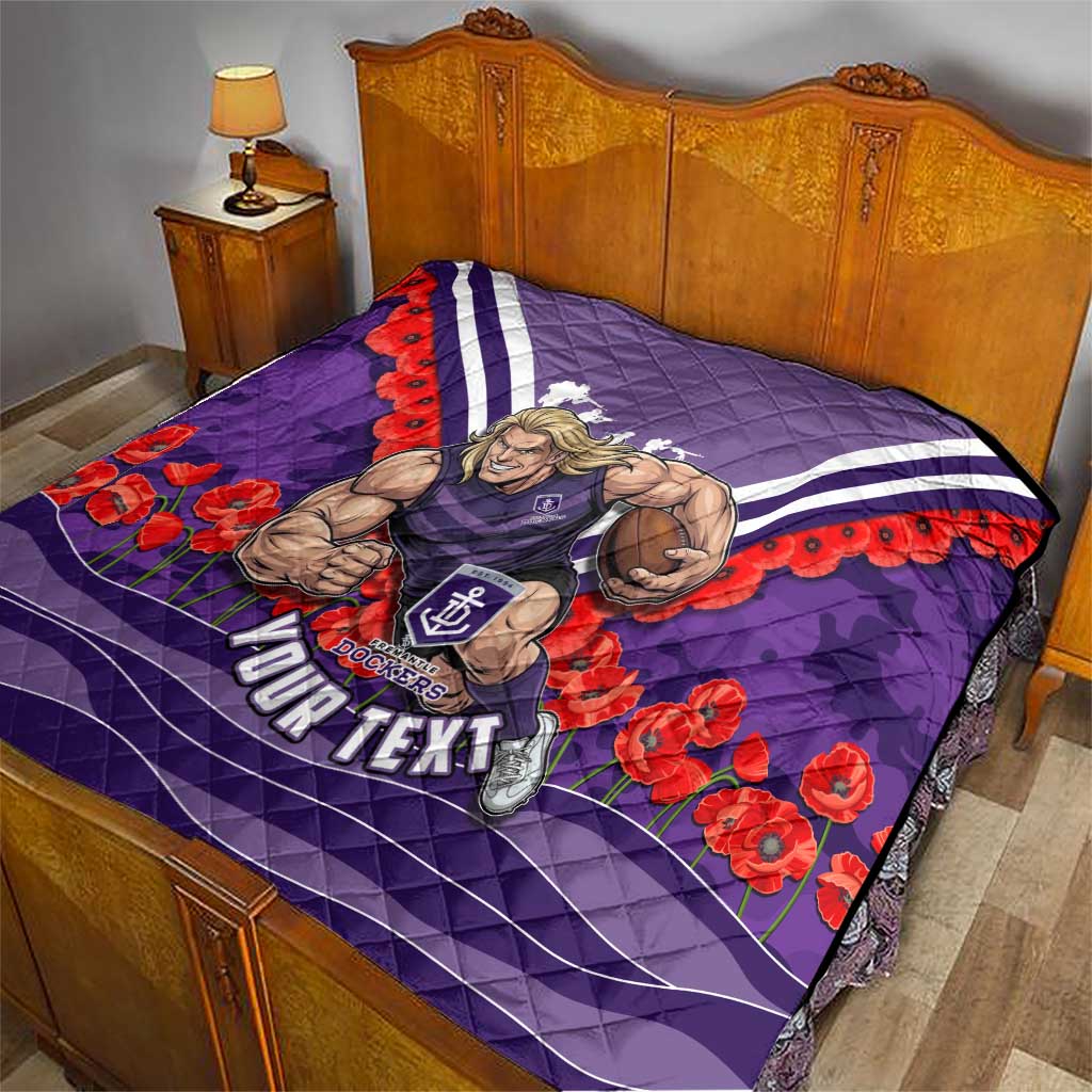 Personalised Fremantle Dockers ANZAC Quilt Military Remembrance Australian Football Mascot Camouflage