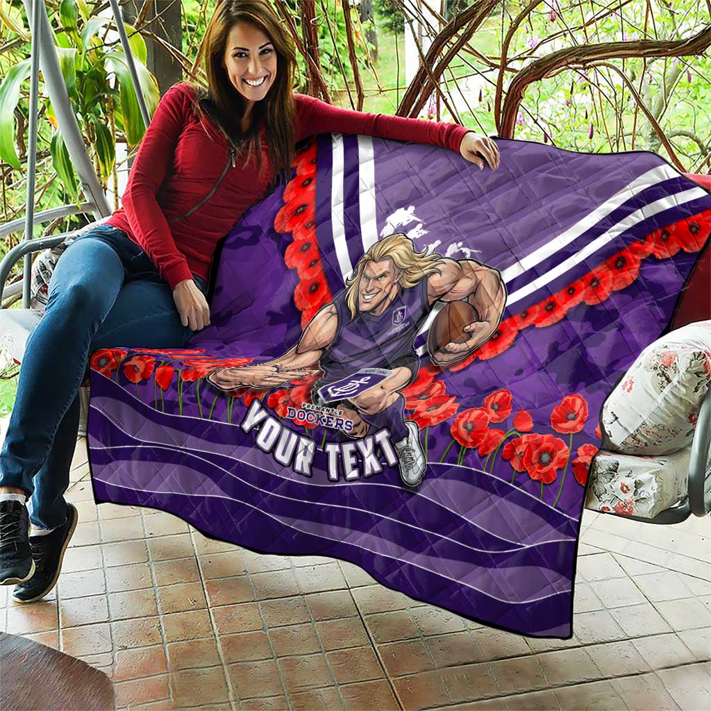 Personalised Fremantle Dockers ANZAC Quilt Military Remembrance Australian Football Mascot Camouflage