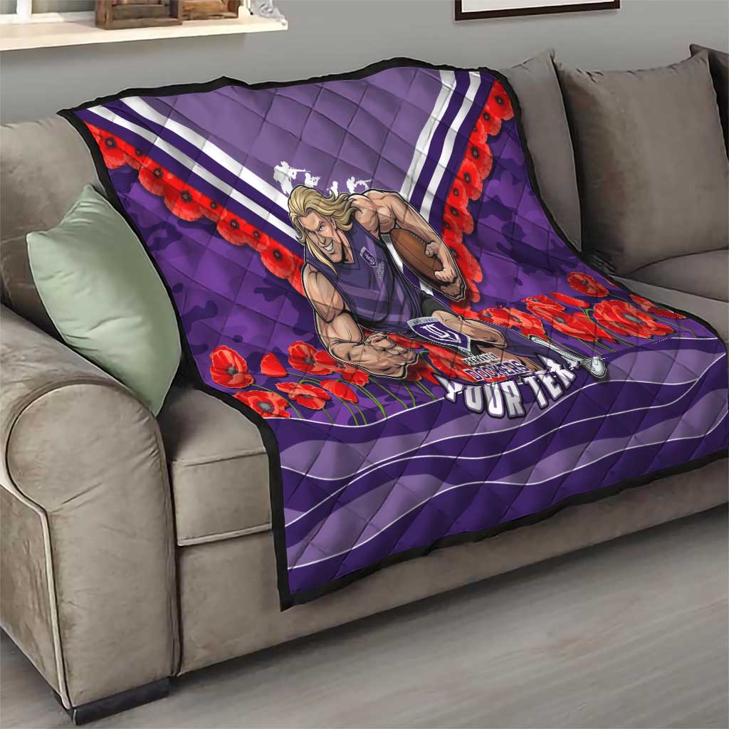 Personalised Fremantle Dockers ANZAC Quilt Military Remembrance Australian Football Mascot Camouflage
