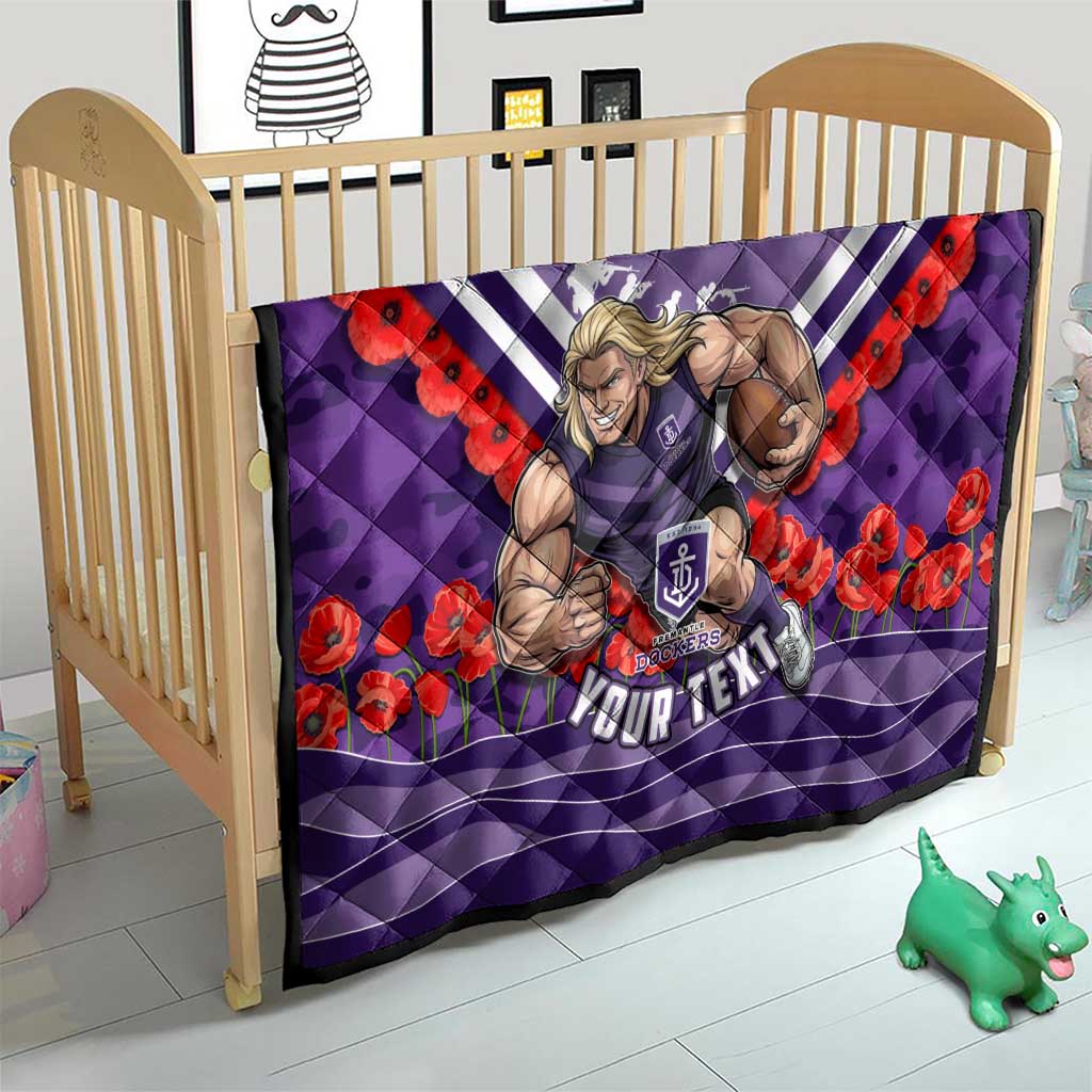 Personalised Fremantle Dockers ANZAC Quilt Military Remembrance Australian Football Mascot Camouflage