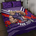 Personalised Fremantle Dockers ANZAC Quilt Bed Set Military Remembrance Australian Football Mascot Camouflage