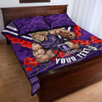 Personalised Fremantle Dockers ANZAC Quilt Bed Set Military Remembrance Australian Football Mascot Camouflage