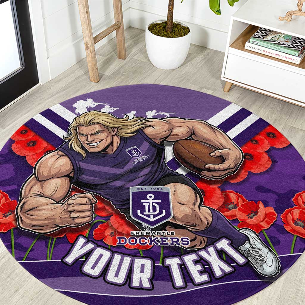 Personalised Fremantle Dockers ANZAC Round Carpet Military Remembrance Australian Football Mascot Camouflage