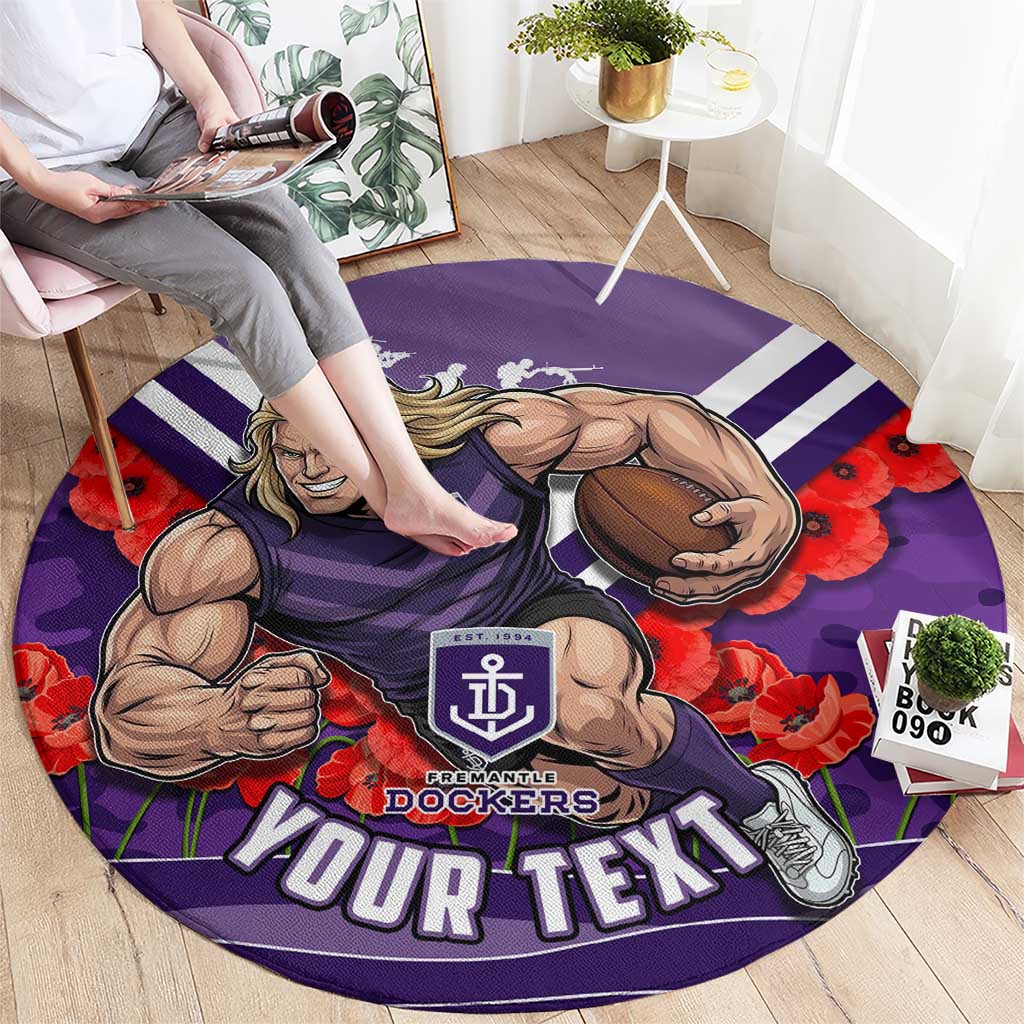 Personalised Fremantle Dockers ANZAC Round Carpet Military Remembrance Australian Football Mascot Camouflage