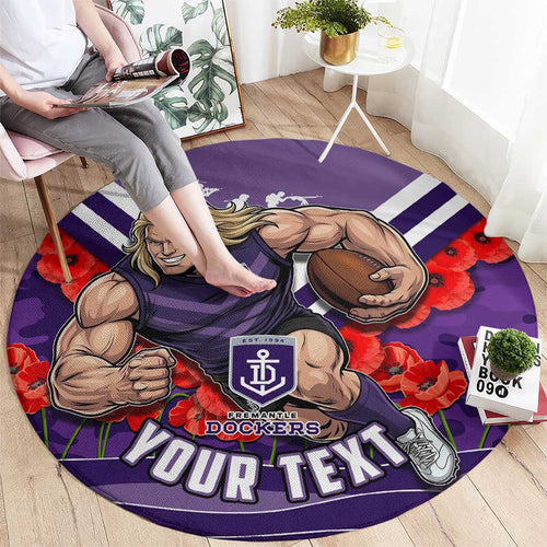 Personalised Fremantle Dockers ANZAC Round Carpet Military Remembrance Australian Football Mascot Camouflage