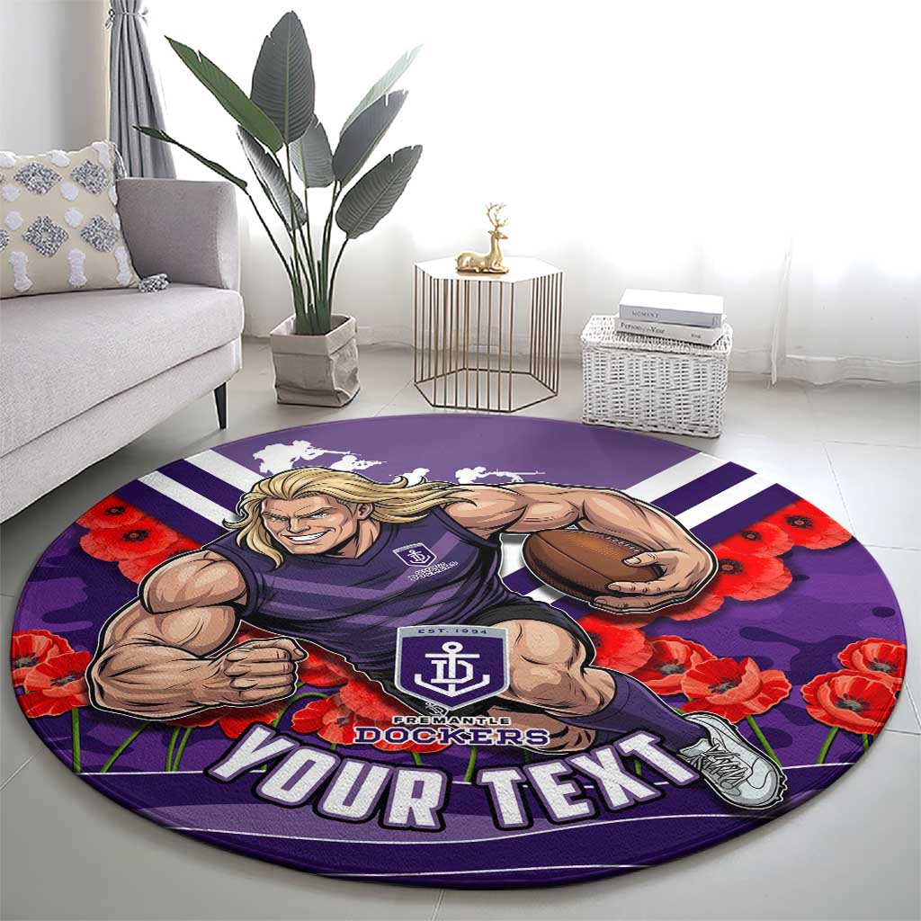 Personalised Fremantle Dockers ANZAC Round Carpet Military Remembrance Australian Football Mascot Camouflage