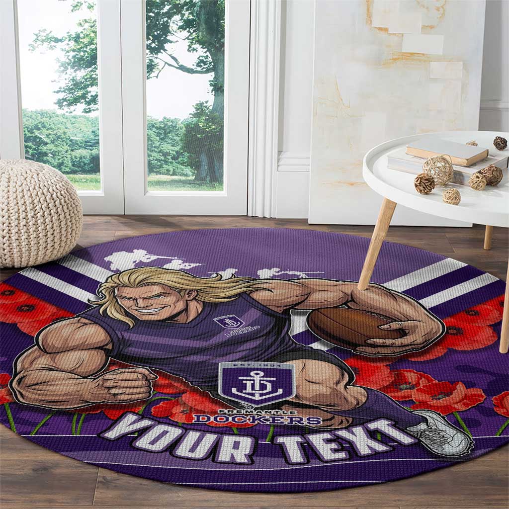 Personalised Fremantle Dockers ANZAC Round Carpet Military Remembrance Australian Football Mascot Camouflage