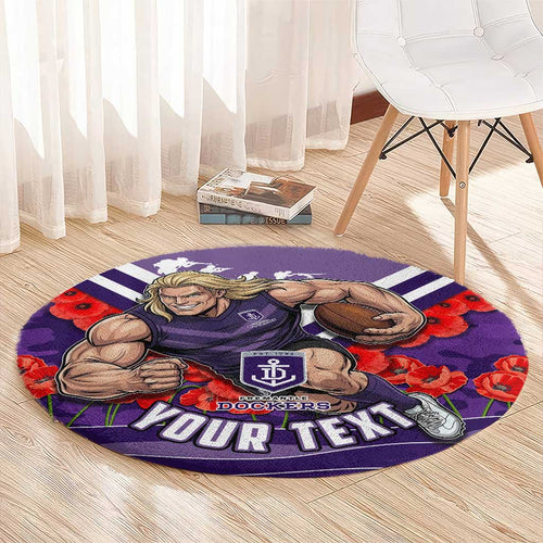 Personalised Fremantle Dockers ANZAC Round Carpet Military Remembrance Australian Football Mascot Camouflage