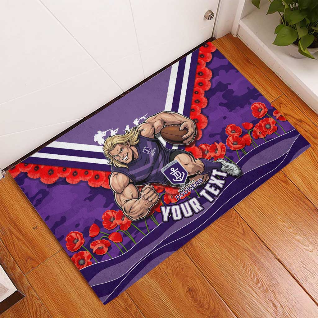 Personalised Fremantle Dockers ANZAC Rubber Doormat Military Remembrance Australian Football Mascot Camouflage