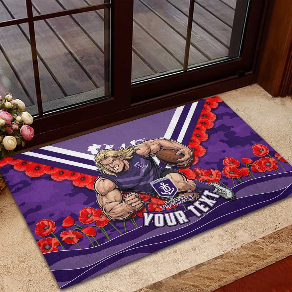 Personalised Fremantle Dockers ANZAC Rubber Doormat Military Remembrance Australian Football Mascot Camouflage