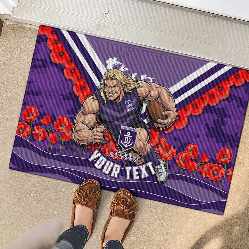 Personalised Fremantle Dockers ANZAC Rubber Doormat Military Remembrance Australian Football Mascot Camouflage
