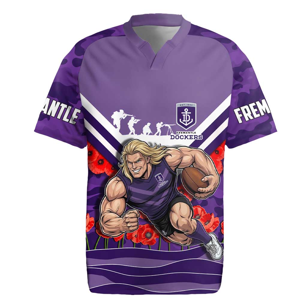 Personalised Fremantle Dockers ANZAC Rugby Jersey Military Remembrance Australian Football Mascot Camouflage