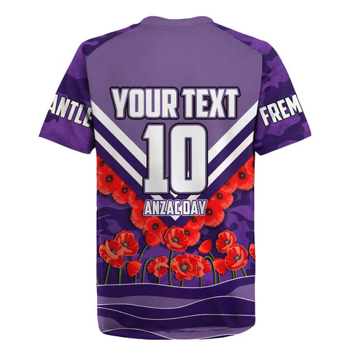 Personalised Fremantle Dockers ANZAC Rugby Jersey Military Remembrance Australian Football Mascot Camouflage