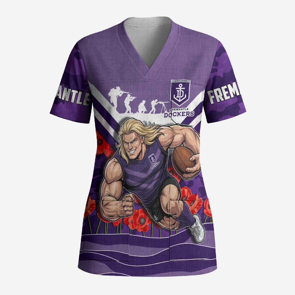 Personalised Fremantle Dockers ANZAC Scrub Top Military Remembrance Australian Football Mascot Camouflage