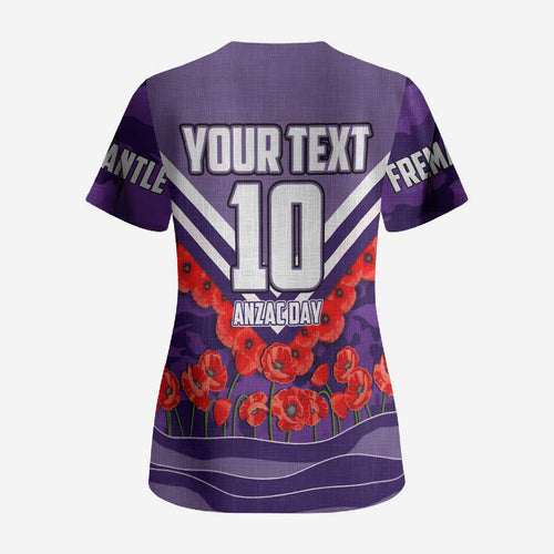 Personalised Fremantle Dockers ANZAC Scrub Top Military Remembrance Australian Football Mascot Camouflage