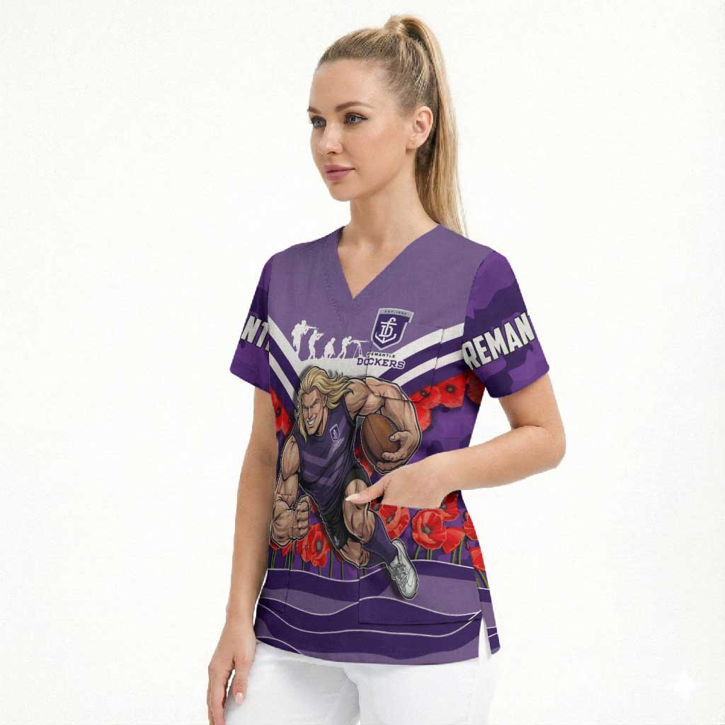 Personalised Fremantle Dockers ANZAC Scrub Top Military Remembrance Australian Football Mascot Camouflage