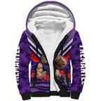 Personalised Fremantle Dockers ANZAC Sherpa Hoodie Military Remembrance Australian Football Mascot Camouflage