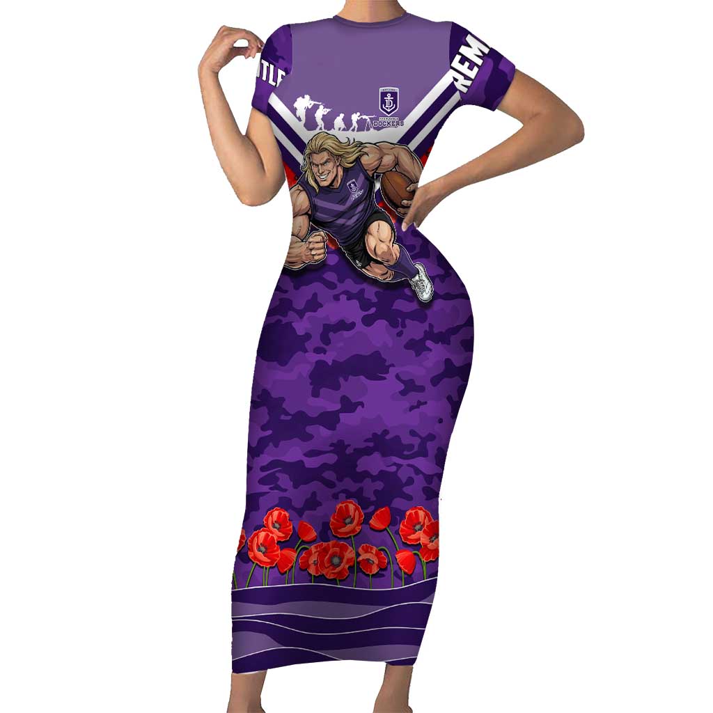 Personalised Fremantle Dockers ANZAC Short Sleeve Bodycon Dress Military Remembrance Australian Football Mascot Camouflage