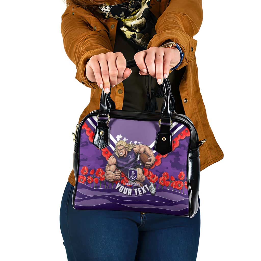 Personalised Fremantle Dockers ANZAC Shoulder Handbag Military Remembrance Australian Football Mascot Camouflage