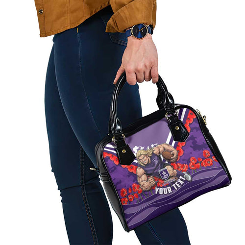 Personalised Fremantle Dockers ANZAC Shoulder Handbag Military Remembrance Australian Football Mascot Camouflage