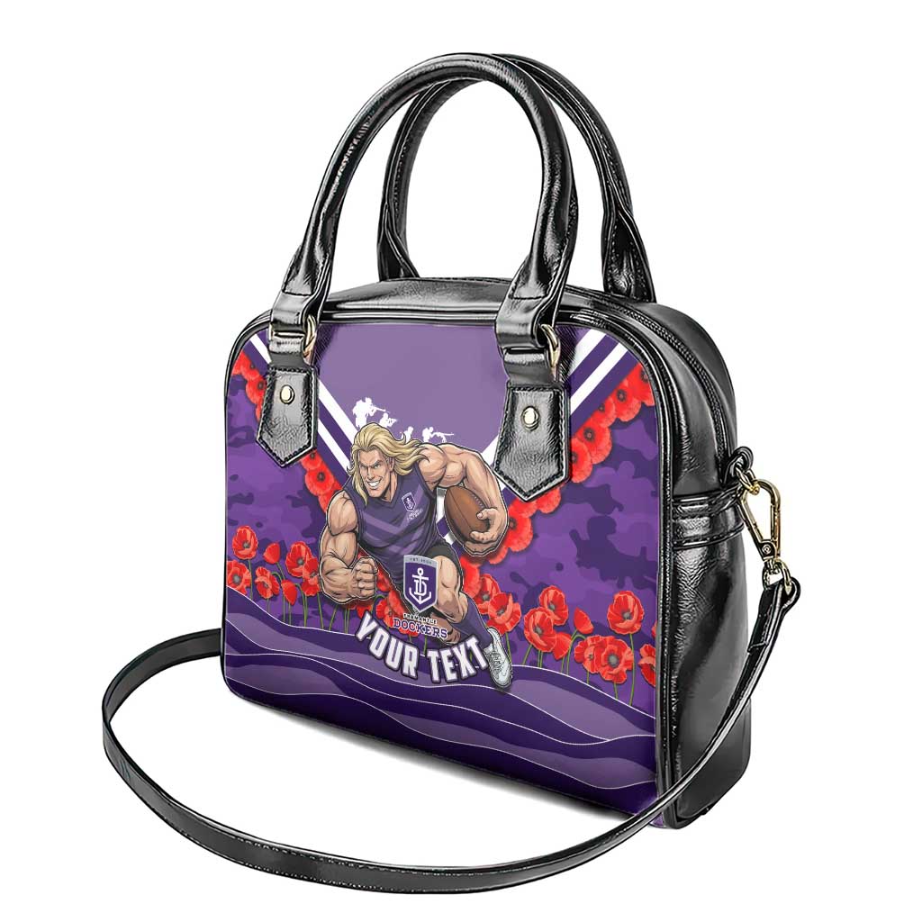 Personalised Fremantle Dockers ANZAC Shoulder Handbag Military Remembrance Australian Football Mascot Camouflage