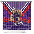Personalised Fremantle Dockers ANZAC Shower Curtain Military Remembrance Australian Football Mascot Camouflage