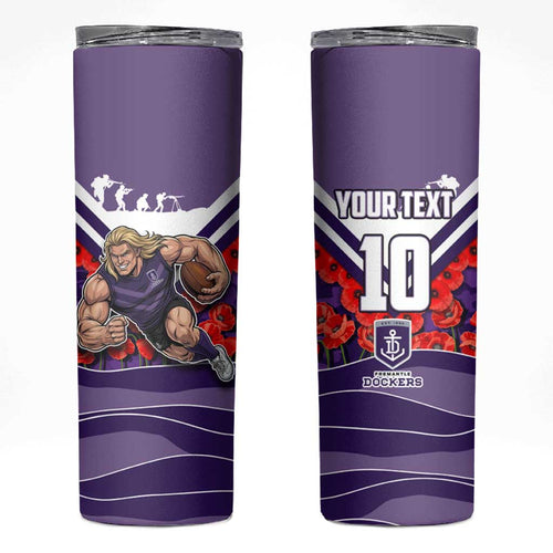 Personalised Fremantle Dockers ANZAC Skinny Tumbler Military Remembrance Australian Football Mascot Camouflage