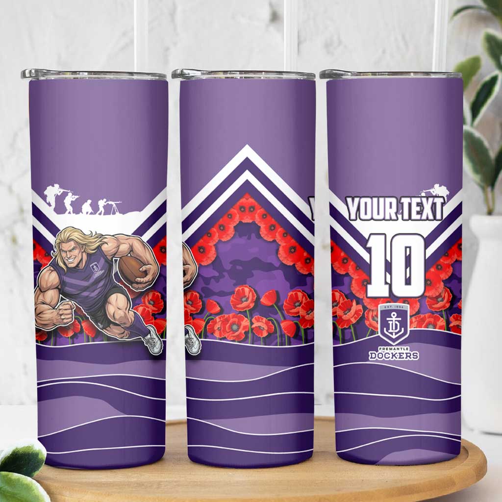 Personalised Fremantle Dockers ANZAC Skinny Tumbler Military Remembrance Australian Football Mascot Camouflage