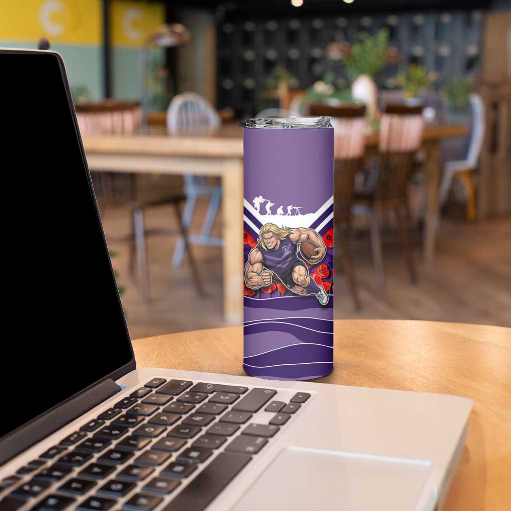 Personalised Fremantle Dockers ANZAC Skinny Tumbler Military Remembrance Australian Football Mascot Camouflage