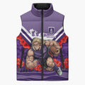 Personalised Fremantle Dockers ANZAC Sleeveless Puffer Jacket Military Remembrance Australian Football Mascot Camouflage