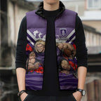 Personalised Fremantle Dockers ANZAC Sleeveless Puffer Jacket Military Remembrance Australian Football Mascot Camouflage