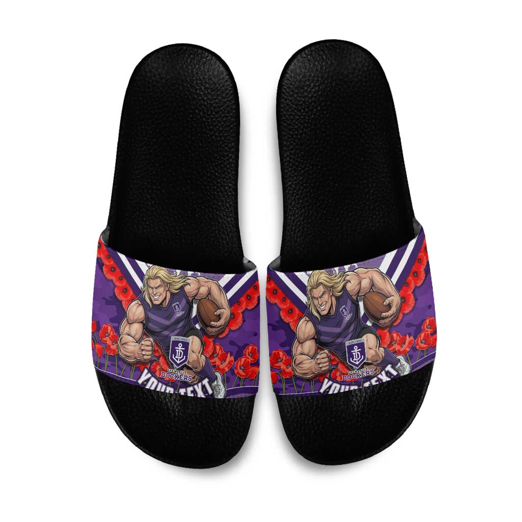 Personalised Fremantle Dockers ANZAC Slide Sandals Military Remembrance Australian Football Mascot Camouflage