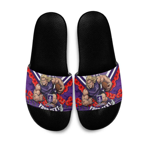 Personalised Fremantle Dockers ANZAC Slide Sandals Military Remembrance Australian Football Mascot Camouflage