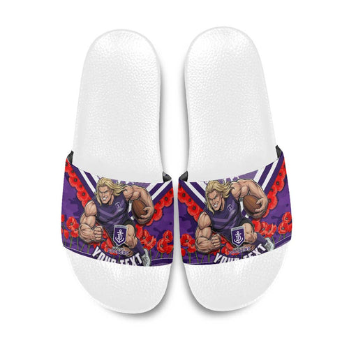 Personalised Fremantle Dockers ANZAC Slide Sandals Military Remembrance Australian Football Mascot Camouflage