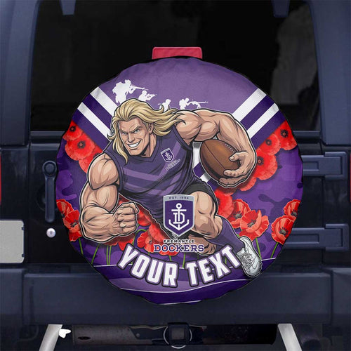 Personalised Fremantle Dockers ANZAC Spare Tire Cover Military Remembrance Australian Football Mascot Camouflage