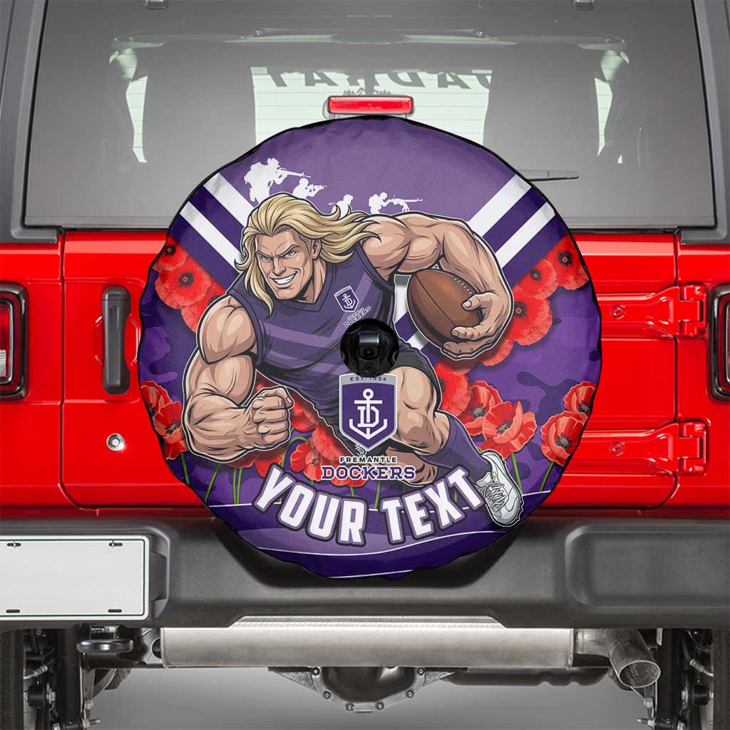 Personalised Fremantle Dockers ANZAC Spare Tire Cover Military Remembrance Australian Football Mascot Camouflage