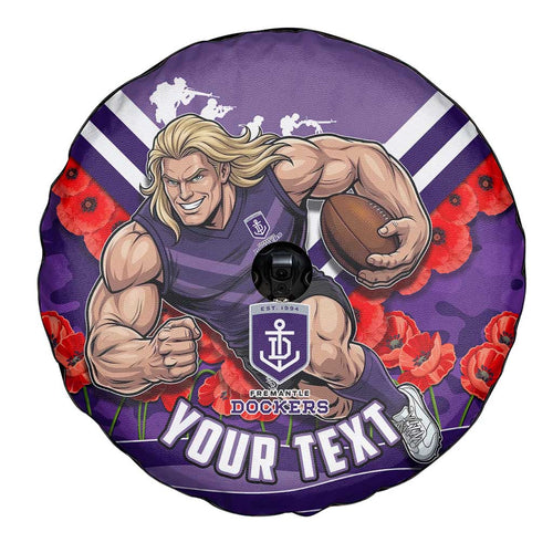 Personalised Fremantle Dockers ANZAC Spare Tire Cover Military Remembrance Australian Football Mascot Camouflage
