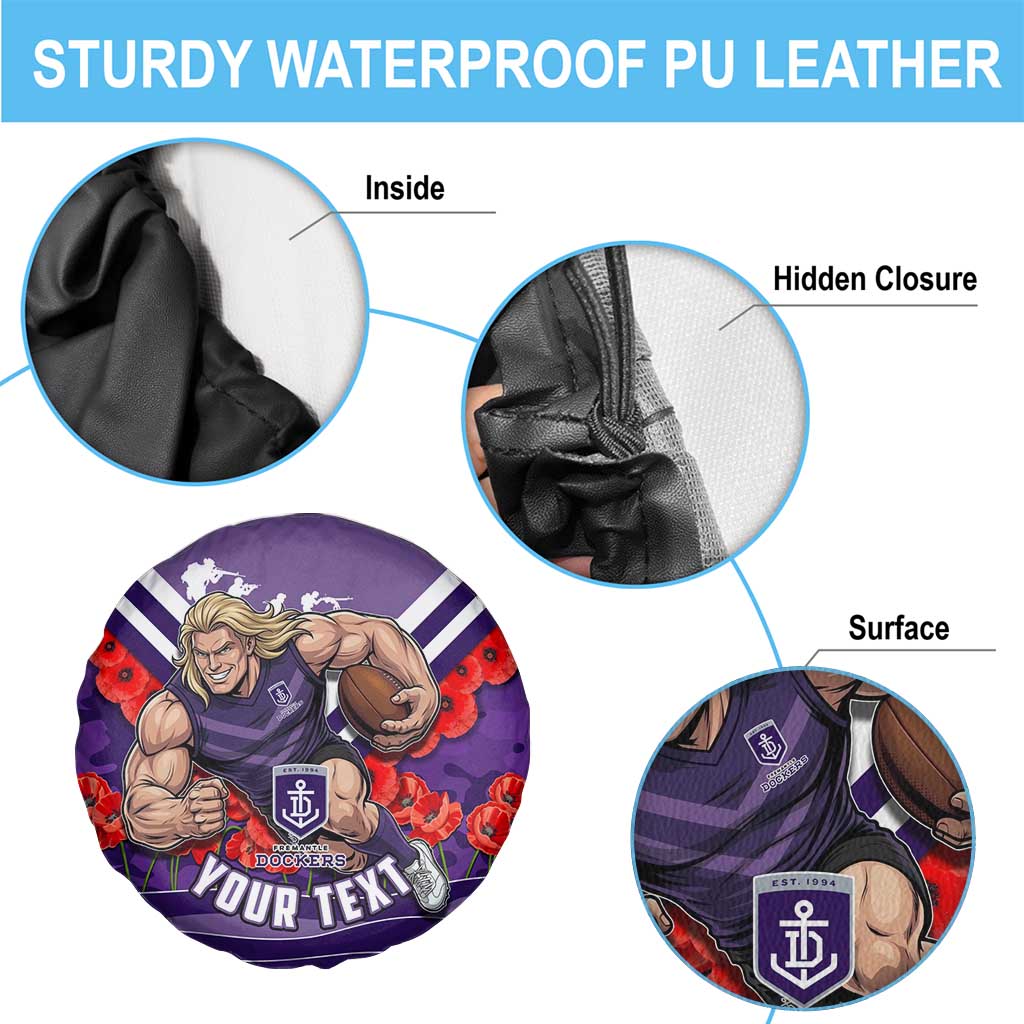 Personalised Fremantle Dockers ANZAC Spare Tire Cover Military Remembrance Australian Football Mascot Camouflage