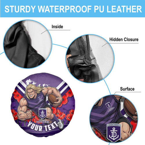 Personalised Fremantle Dockers ANZAC Spare Tire Cover Military Remembrance Australian Football Mascot Camouflage