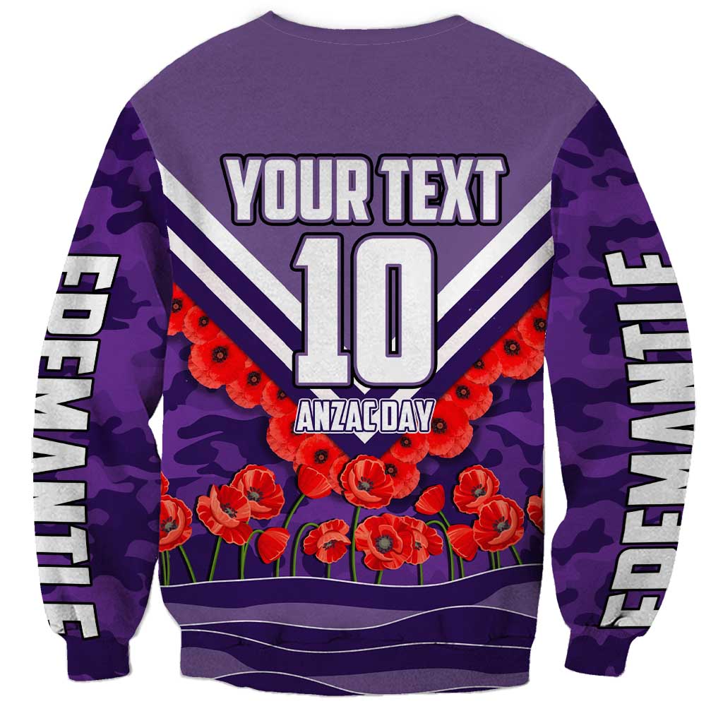 Personalised Fremantle Dockers ANZAC Sweatshirt Military Remembrance Australian Football Mascot Camouflage