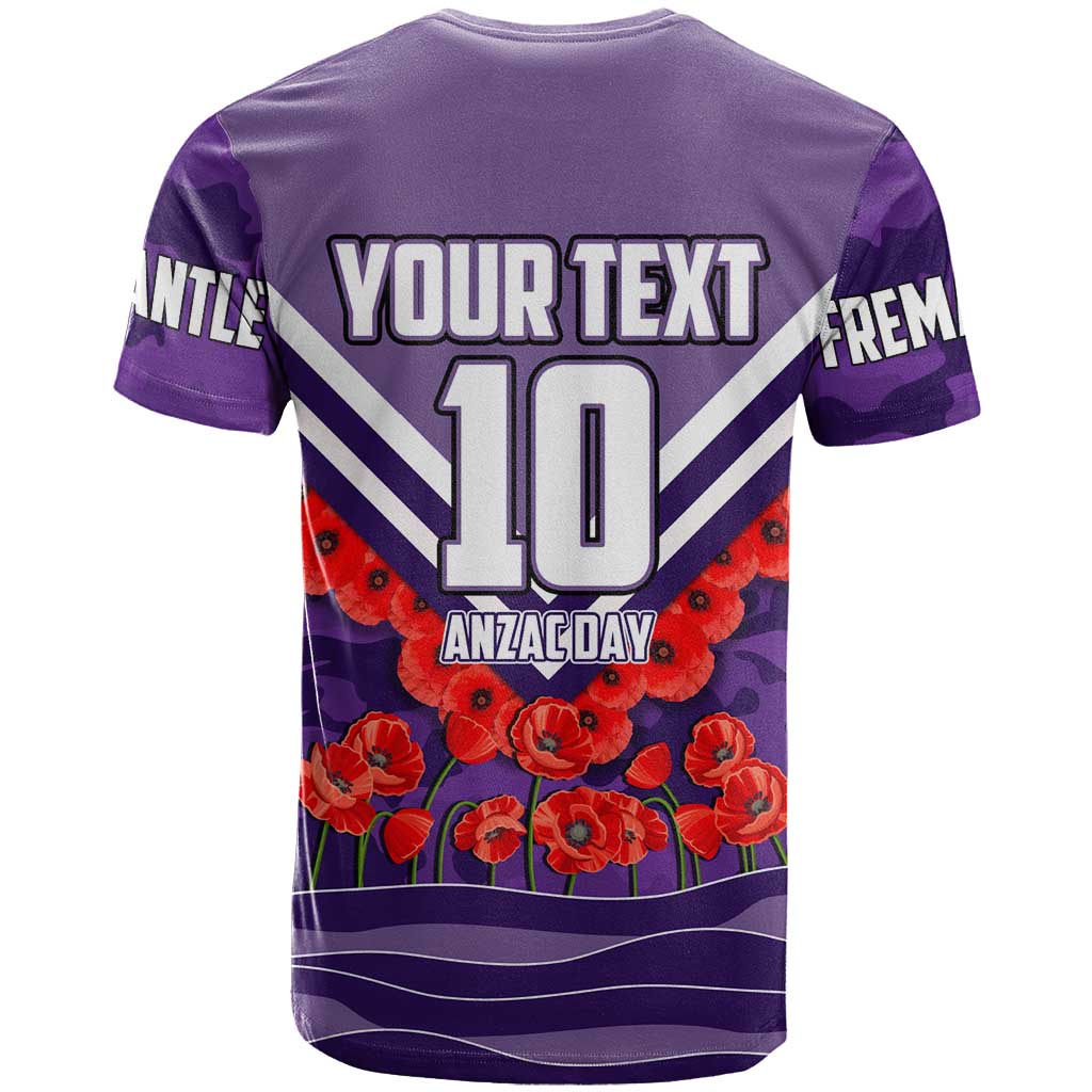 Personalised Fremantle Dockers ANZAC T Shirt Military Remembrance Australian Football Mascot Camouflage