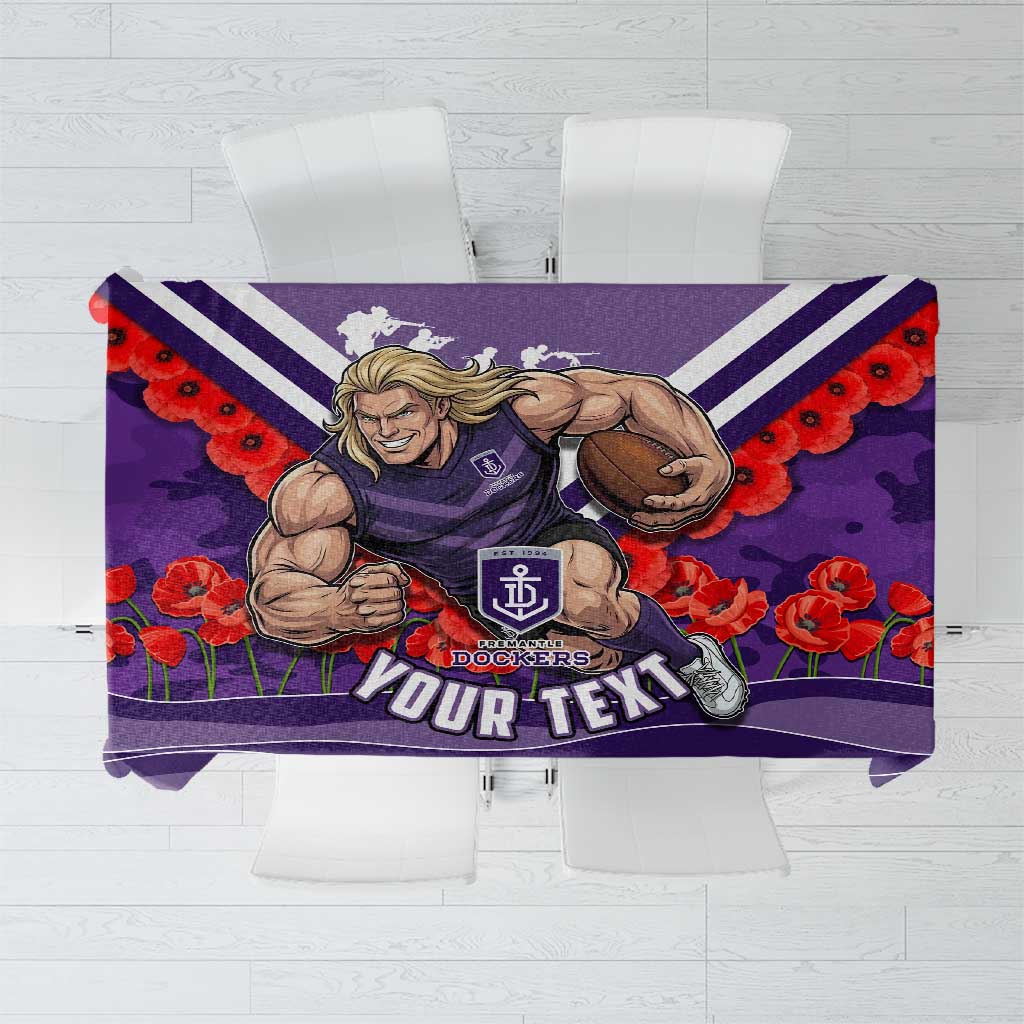 Personalised Fremantle Dockers ANZAC Tablecloth Military Remembrance Australian Football Mascot Camouflage