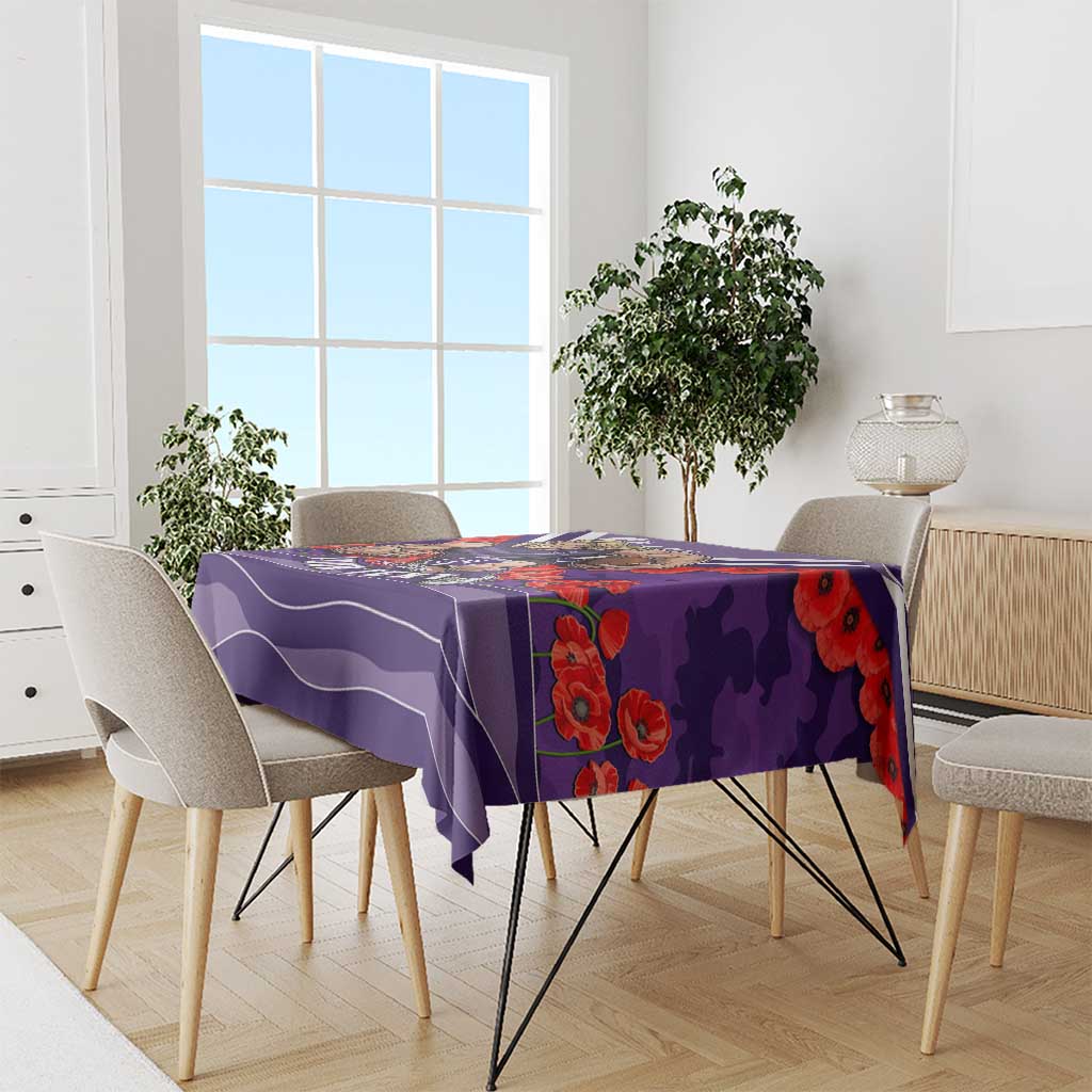 Personalised Fremantle Dockers ANZAC Tablecloth Military Remembrance Australian Football Mascot Camouflage