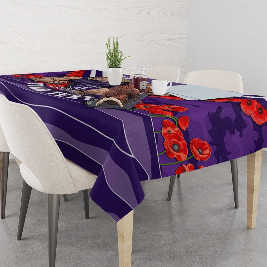 Personalised Fremantle Dockers ANZAC Tablecloth Military Remembrance Australian Football Mascot Camouflage